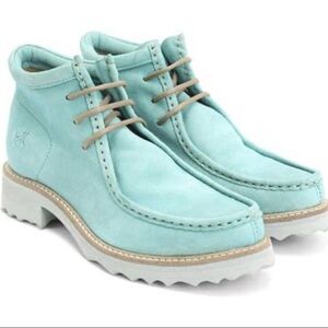 Fluevog Tracy Aqua Suede Wallabee Boots Size Women’s 9 -EUC